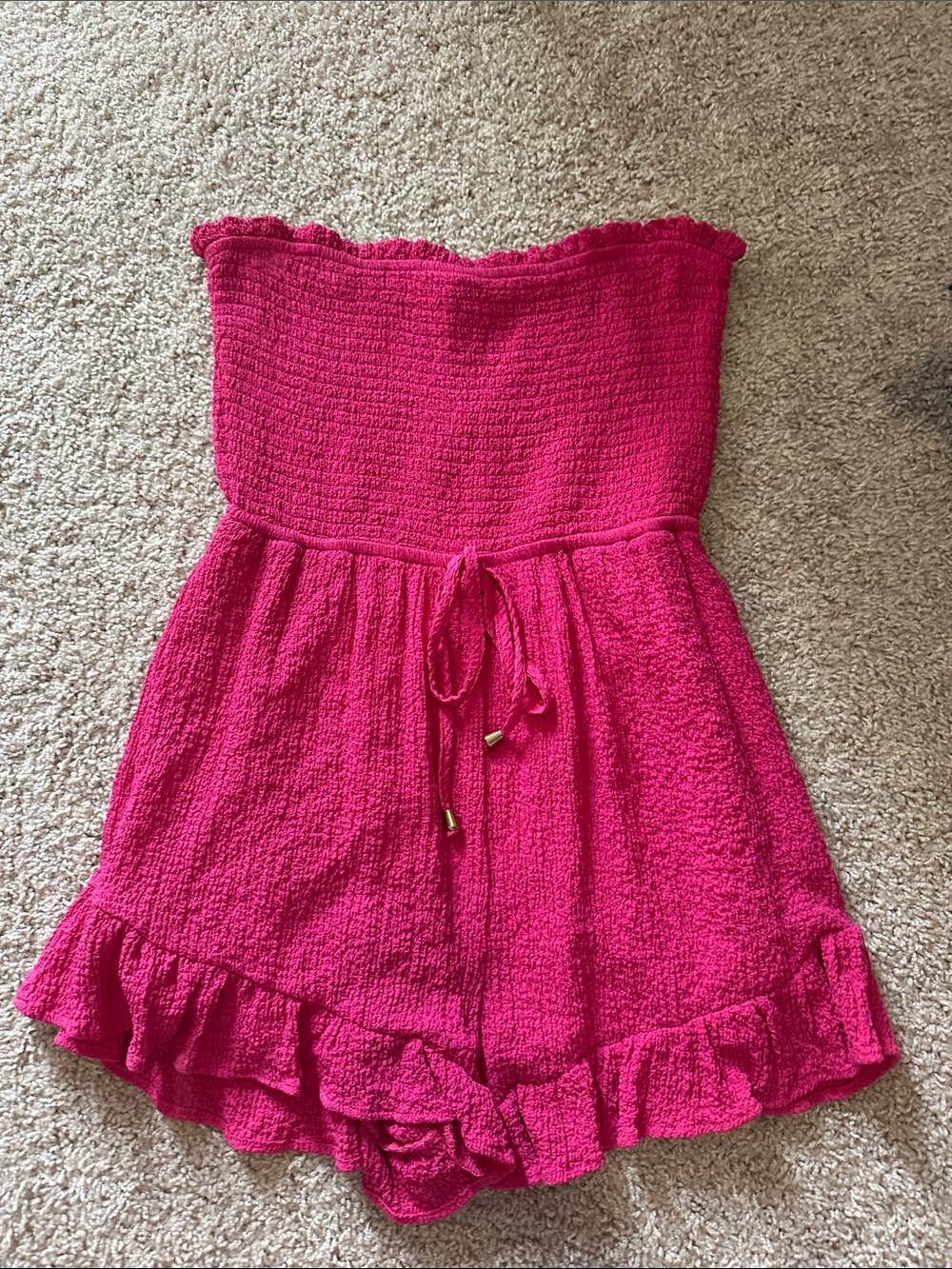 Strapless Pink Ruffle Romper